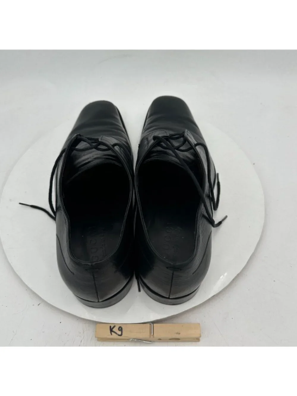 Gucci Men Size UK 8D US 8.5 Black Leather Plain Toe Derby Dress Shoes
